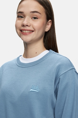 Ucla Sunnıva Mavi Bisiklet Yaka Nakışlı Loose Fit Kadın Sweatshirt Mavi