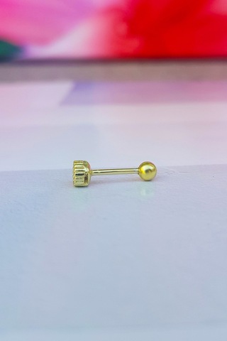 Ithal Tek Taş Gümüş Piercing Küpe-7013 Gümüş