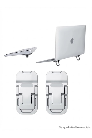 Katlanır Yükseltici Mini Laptop Ayakları 2 Adet Taşınabilir Mini Alüminyum Laptop Standı & Soğutucu Destek