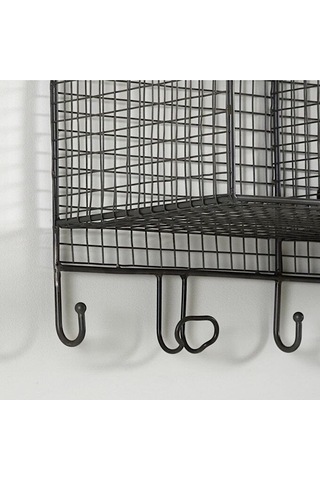 Wessdizayn 9 Kancalı Metal Duvar Askılığı 4 Gözlü Antre Duvar Rafı Wd-209 Siyah