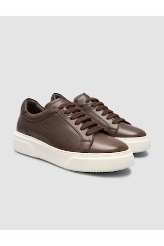 Monamae %100 Hakiki Deri Kahverengi Kadın Sneaker Kahverengi