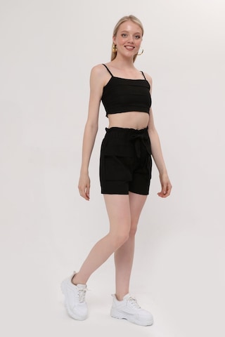Hgfashion İkili Crop Şort Takım Siyah Renk Siyah