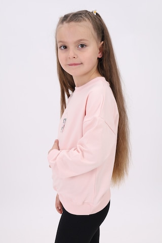 Toontoy Kız Çocuk Relax Fit Bisiklet Yaka Düşük Omuz Nakış Baskılı Sweatshirt - 2 İplik Pudra