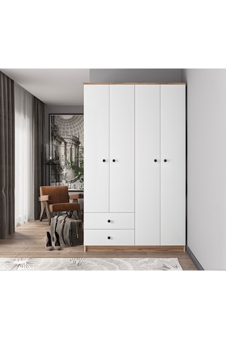Ganihome Aura 4 Kapaklı 2 Çekmeceli Gardırop Elbise Dolabı Suntalam