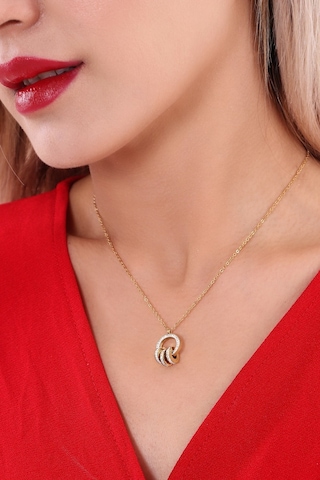 Bhs Life Kadın Zirkon Taşlı Halka Çelik Kolye Altın Renk Altın