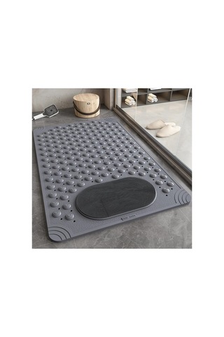 Sea Home Antrasit Renk Silikon Kaymaz Tabanlı Banyo Paspası Duş Kaydırmazı Vantuzlu 36 X 69,5 Cm Çok Renkli