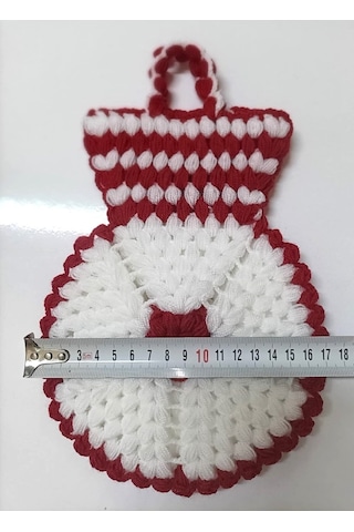 El İşi Örme Kırmızı Beyaz Takım Banyo Lifi