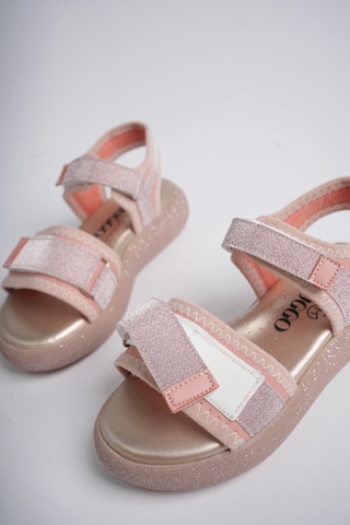 Muggo Cruz Garantili Günlük Ortopedik Hafif Taban Simli Ve Cırtlı Kız Çocuk Sandalet Pudra