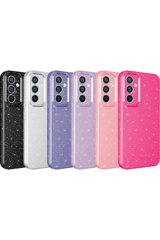 Galaxy Uyumlu S24 Fe Kılıf Kamera Korumalı Simli Lüks Zore Koton Kapak