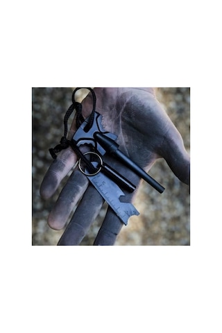 Bakgelal Magnezyum Ateş Başlatıcı Düdüklü Çakmak Taşı Kamp Survival Bushcraft Ateş Yakıcı - 0111000005 Gri
