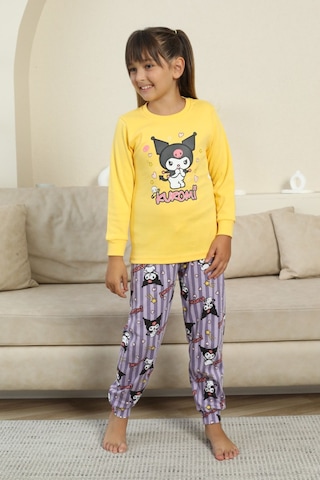 Miniğimin Cicileri Krm Baskılı Kız Çocuk Pijama Takımı - Sarı Sarı
