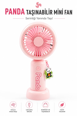 Panda Taşınabilir Mini Fan Sevimli Tasarım Etkili Serinlik