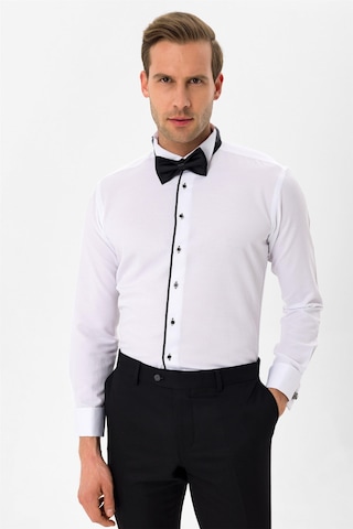 SÜVARİ Siyah Slim Fit Düz Ata Yaka Gömlek