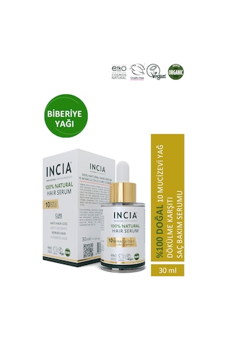 INCIA %100 Doğal Saç Bakım Serumu Biberiye Yağı Saç Dökülmesi Karşıtı 10 Değerli Yağ 30 ML