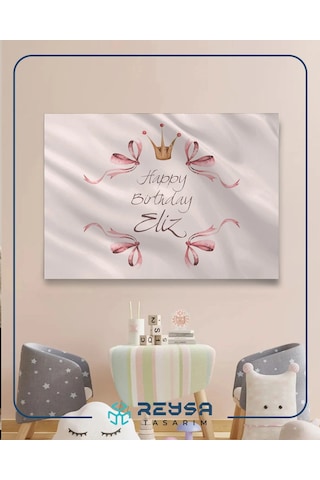 Pembe Fiyonk Temalı Doğum Günü Afişi 50x70 Cm