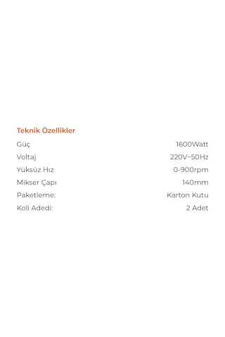 Max Extra MX7850  Boya Ve Harç Karıştırma Mikseri Makinesi 1600 Watt