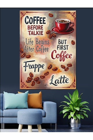 Ahşap Tablo Kahve Zamanı Yazılı Poster