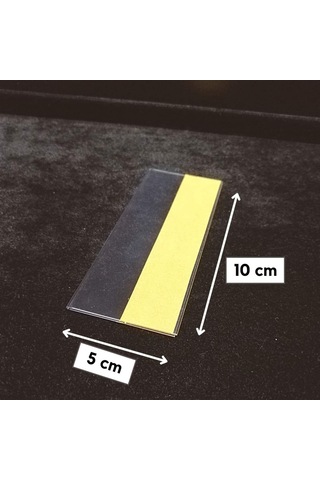 Cep Tipi Yapışkanlı Şeffaf Etiketlik 10x5cm U Tipi 50li Paket 50 Adet