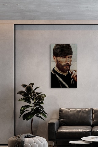 Doğal Taş Atatürk Tablosu - Kurmay Binbaşı Mustafa Kemal Trablusgarp - Duvar Dekoru 30x50cm
