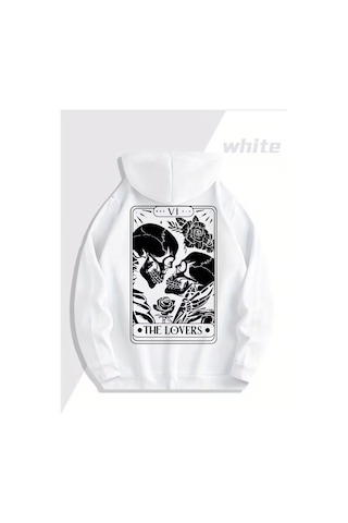 Nevermind Sevgili Çift Kombini 2 Li The Lovers Baskılı Unisex Oversize Swea Beyaz