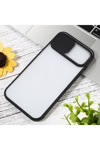 More Tr Ally İphone 12 6 1 Kamera Lens Korumalı Sürgülü Tpu Şeffaf Kılıf Siyah