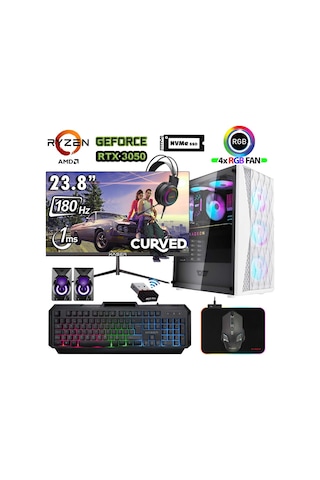 Xaser XSR1198 R5-5500 32 GB 1 TB M.2 NVMe SSD 6 GB RTX3050 23.8" Free Dos Masaüstü Oyuncu Bilgisayarı