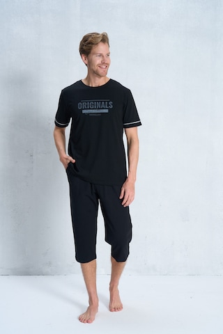 Over Sleep By Poleren Erkek Pijama Takımı Kapri & Bermuda Kısa Kol Siyah Over Sleep By Poleren Erkek Pijama Takımı Kapri & Bermuda Kısa Kol Siyah