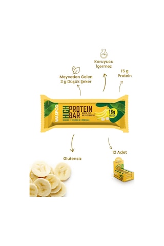 Waspco Co Yüksek Protein Bar - Muzlu 50g X 12 Adet