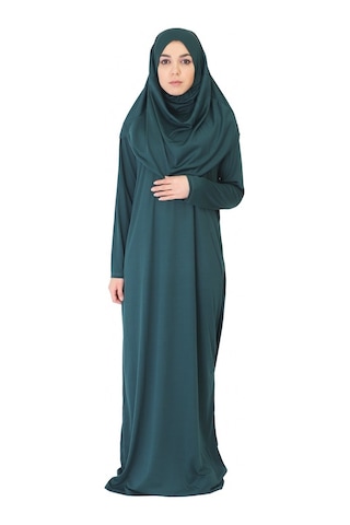 Koyu Yeşil Fermuarsız Namaz Elbisesi (545584771) Koyu Yeşil