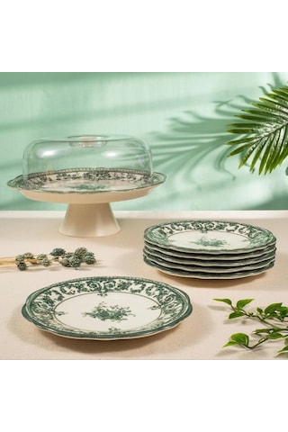 Fecra Majestic Green 8 Parça Sunum Seti Beyaz - Yeşil