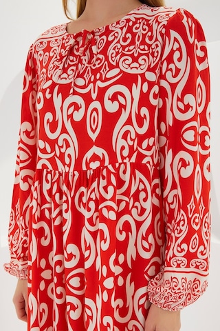 Bigdart Kadın Kırmızı Desenli Uzun Viskon Elbise 1947 1947bgd19-293-14842 001