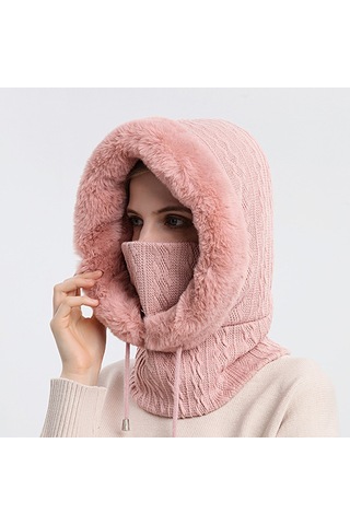 Ww Açık Havada Soğuğa Dayanıklı Kayak Şapkası, Yüz Maskesi, Tek Parça Soğuğa Dayanıklı Başlık - Pembe
