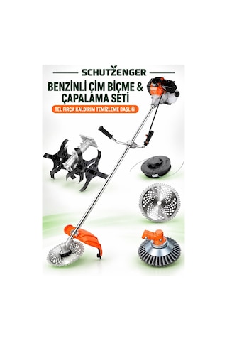 Schutzenger Hq-96 Çapalama Makinesi Benzinli Çim Biçme Ot Kesme Toprak Çapalama Tel Fırçalı Germany