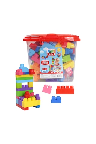 Play Blox Yapı Oyuncakları 107 Parça Kovalı Parlak Renkler Mega Blok Seti 3103