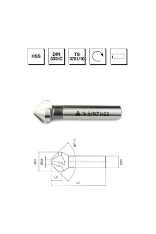 Mte Makina Takım 6.3 Mm Hss Dın 335/c 3 Ağızlı Silindirik Saplı Havşa Freze - 90 - B00313120630
