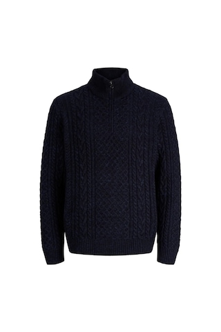 Jack & Jones Authentic Jprblucallum Örgü Desenli Yarım Fermuarlı Dik Yaka Kazak Erkek Kazak 12299947 İndigo Indigo