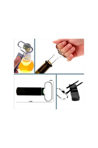 Omeniv Minimal Tasarım Şişe Şarap Açacağı Türbuşon Pratik Siyah