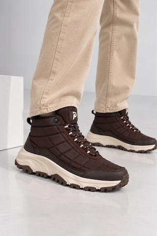 Ht Hotin Erkek Trekking Bot Su İtici Kalın Taban Bağcıklı Outdoor - Kahverengi