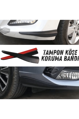 Üniversal Her Araca Uyumlu Esnek Tampon Köşesi Koruma Bandı Tampon Köşe Koruyucu Şerit Yumuşak Bant 2 Parça Siyah 35 Cm 00 Şüscaroto Aksesuar