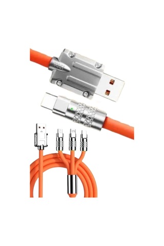 120w 3 İn 1 Uyumlu Silikon Şarj Kablosu Hızlı Şarj Kablosu