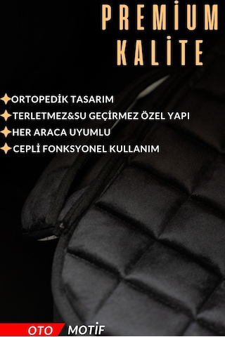 Premium Soft Oto Koltuk Minderi Seti Sırtlıksız Siyah