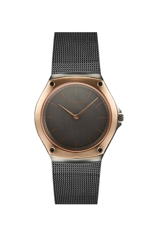 Obaku Denmark V316lxdjmj Quartz Hasır Kordon Siyah Safir Cam 33 Mm Kadın Kol Saati Rose Gold