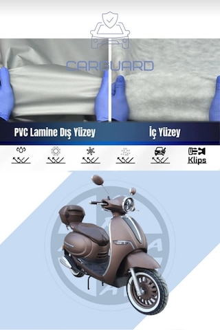 Carguard Arora Cappucino 50cc Ve 125cc Uyumlu Fitilli Motosiklet Brandası Motor Örtüsü-arka Çanta Uyumlu