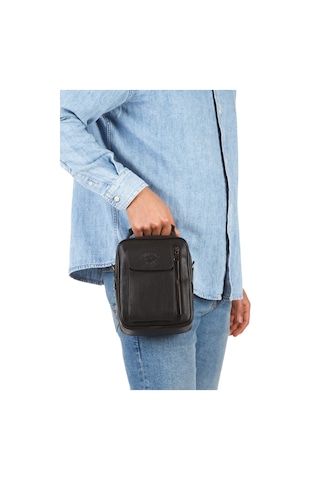 Newish Polo Erkek Deri Kapaklı Omuz Ve El Çantası 17x22cm New337 - Siyah