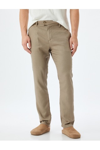 Koton Keten Pantolon Chino Cep Detaylı Düğmeli Taş 4sam40226hw Taş