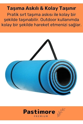 Taşıma Askılı Konfor Modeli Çift Taraflı Kaymaz Yoga Meditasyon Minderi 16mm Mavi Siyah Mat Çok Renkli