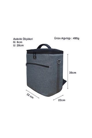 Gbmotion Termal Çanta 25 Litre Termos Sırt Çantası Buzluk Gri