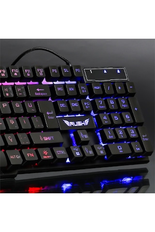 Rush RK112 Usb Kablolu Mekanik Hisli 3 Renk Işıklı Gaming Q Klavye