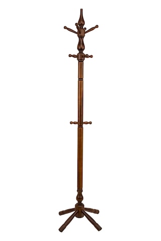 Refilya Masif Ahşap Tornalı Askılık Ceviz Cilalı Doğal