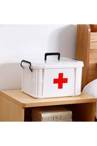 Sones Aile Çok Katmanlı Acil Tıp Saklama Kutusu Ev Plastik Kutusu, Boyut: L Beyaz